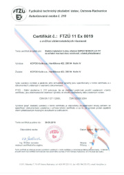 Certifikát na nebezpečí výbuchu Certifikát na nebezpečí výbuchu