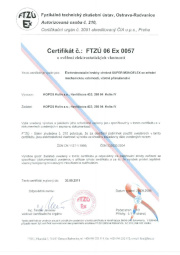 Certifikát na nebezpečí výbuchu Certifikát na nebezpečí výbuchu
